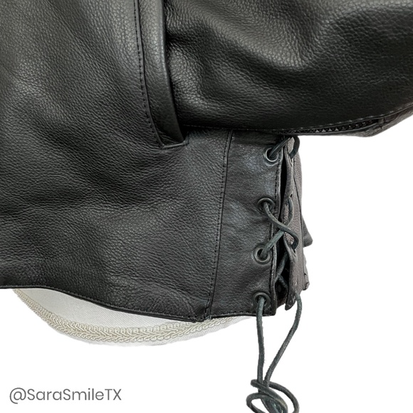 UNIK PREMIUM Genuine Leather Lace-Up Side Insulated Liner Motorcycle Jacket - Picture 12 of 16